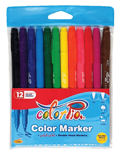 Class Colorpia Twin Washable Color Marker - 12 Pieces
