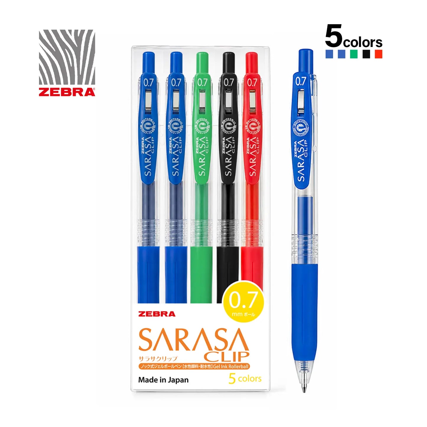 Zebra Sarasa Clip Pen - 0.7mm / 5 Pieces