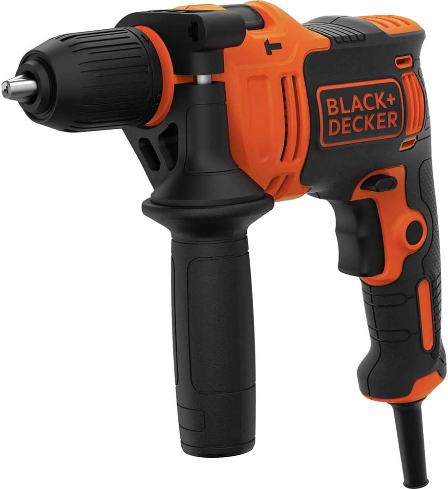 Black+Decker Single Gear Hammer Drill with 4 Bits in Kitbox - 710W 47 / 600BPM / Orange/Black