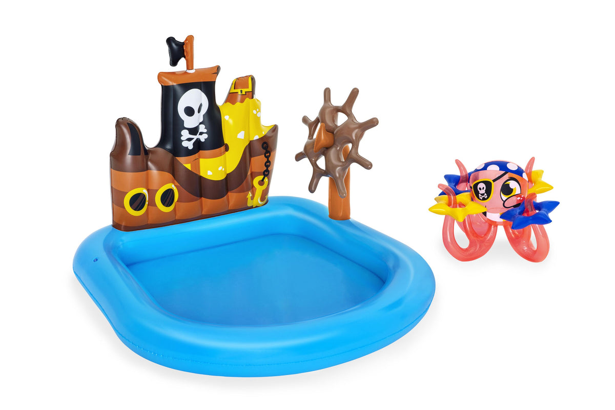 Bestway 1.40m x 1.30m x 1.04m ships ahoy play center (contents:one pool, one compass,four rings, one octopus, repair patch) age 2+