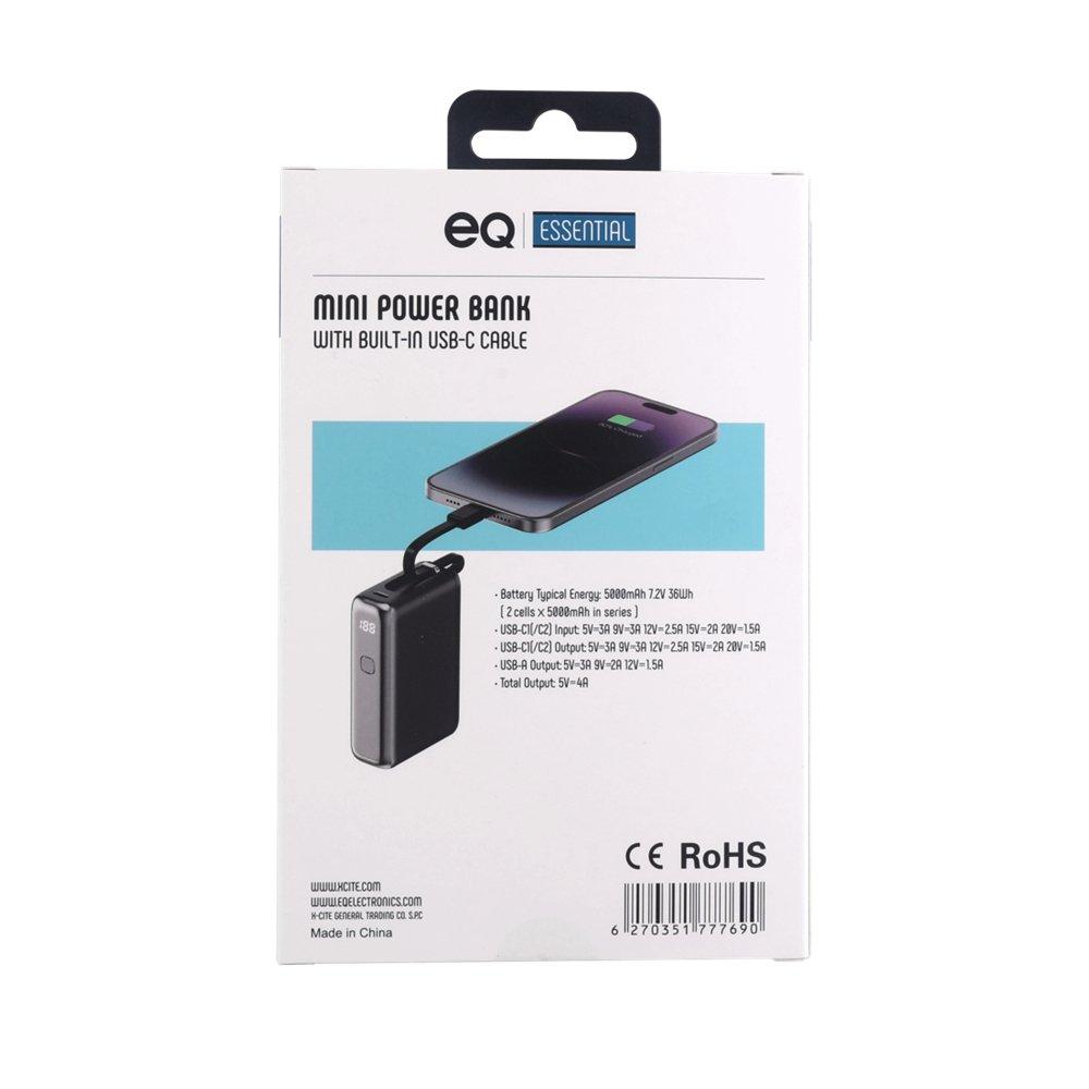 EQ Mini 10000mAh Power Bank, EQ-PB1455A – Black