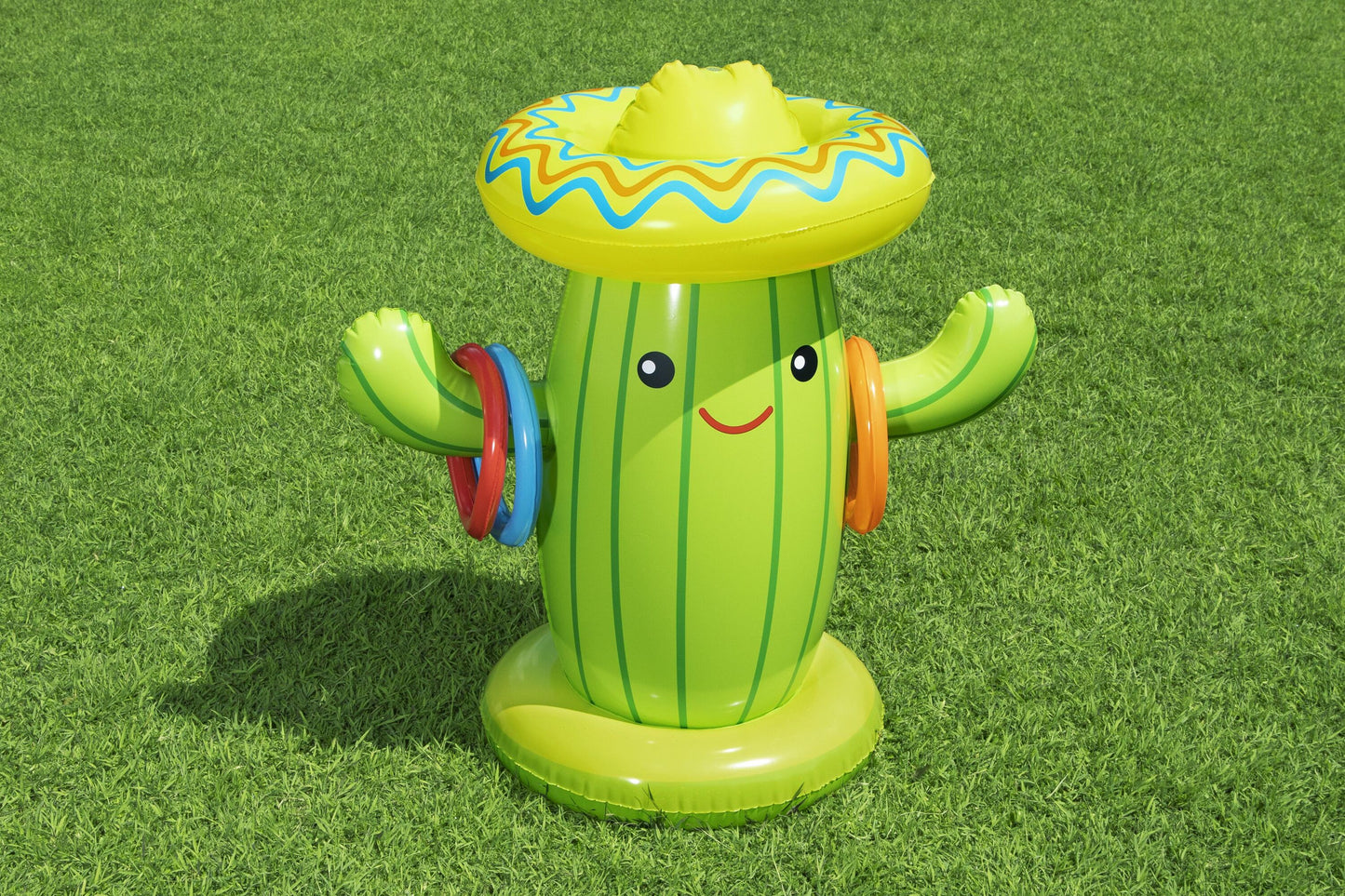 Bestway 1.05m x 60cm x 1.05m sweet & spiky cacti sprinkler (contents:one cacti,one swimming circle,three rings, heavy-duty repair patch) age 2+