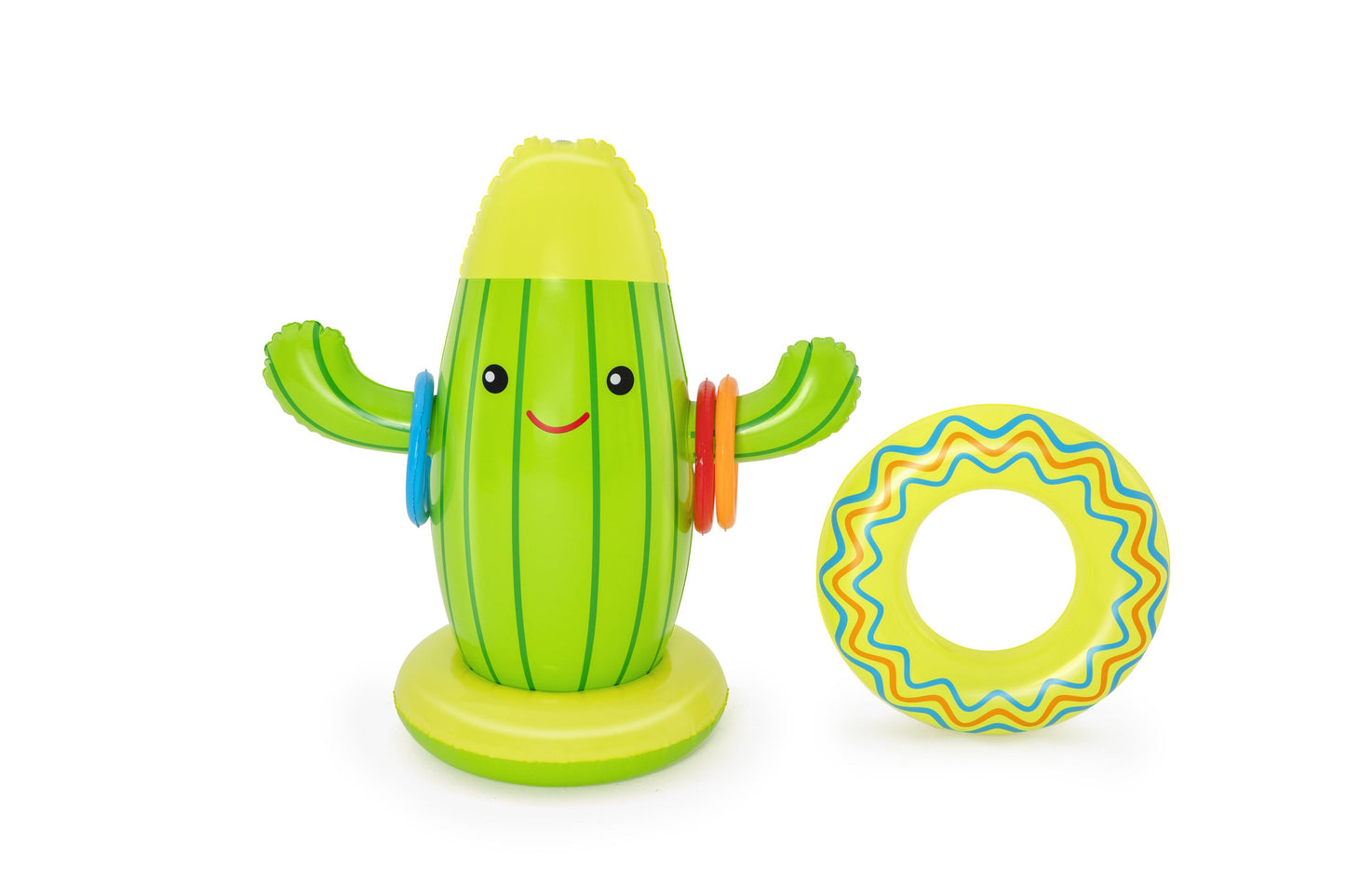 Bestway 1.05m x 60cm x 1.05m sweet & spiky cacti sprinkler (contents:one cacti,one swimming circle,three rings, heavy-duty repair patch) age 2+