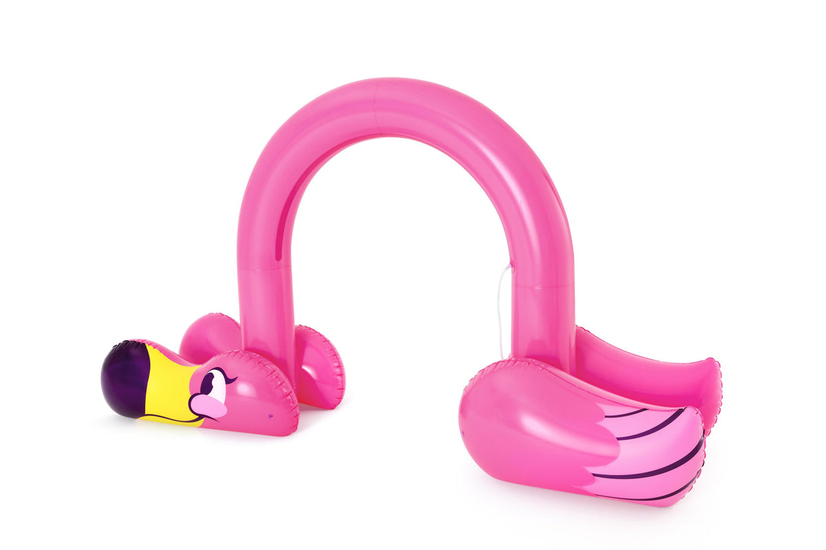 Bestway 3.40m x 1.10m x 1.93m jumbo flamingo sprinkler (contents:one product,heavy-duty repair patch) age 2+