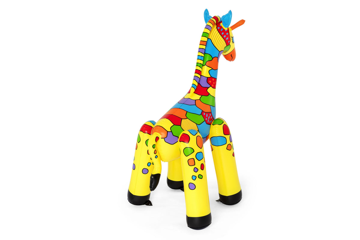Bestway 1.42m x 1.04m x 1.98m jumbo giraffe sprinkler (contents:one sprinkler, heavy-duty repair patch) age 2+