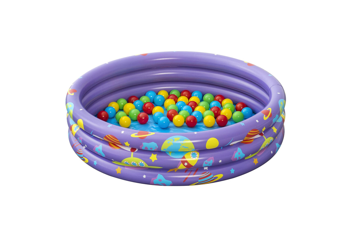 Bestway 1.02M X H25Cm Intergalactic Surprise Ball Pit (Contents:1 Pool,46 Play Balls,4 Openable Balls,4 Small Toys, Repair Patch) Age 2+