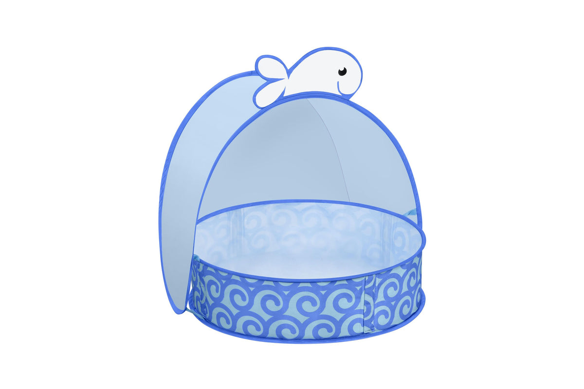 Bestway 78cm x 68cm x 60cm pop-up n' splash baby pool (contents:1 shade,1 pool,2 elastic straps,1 carry bag) age 2+