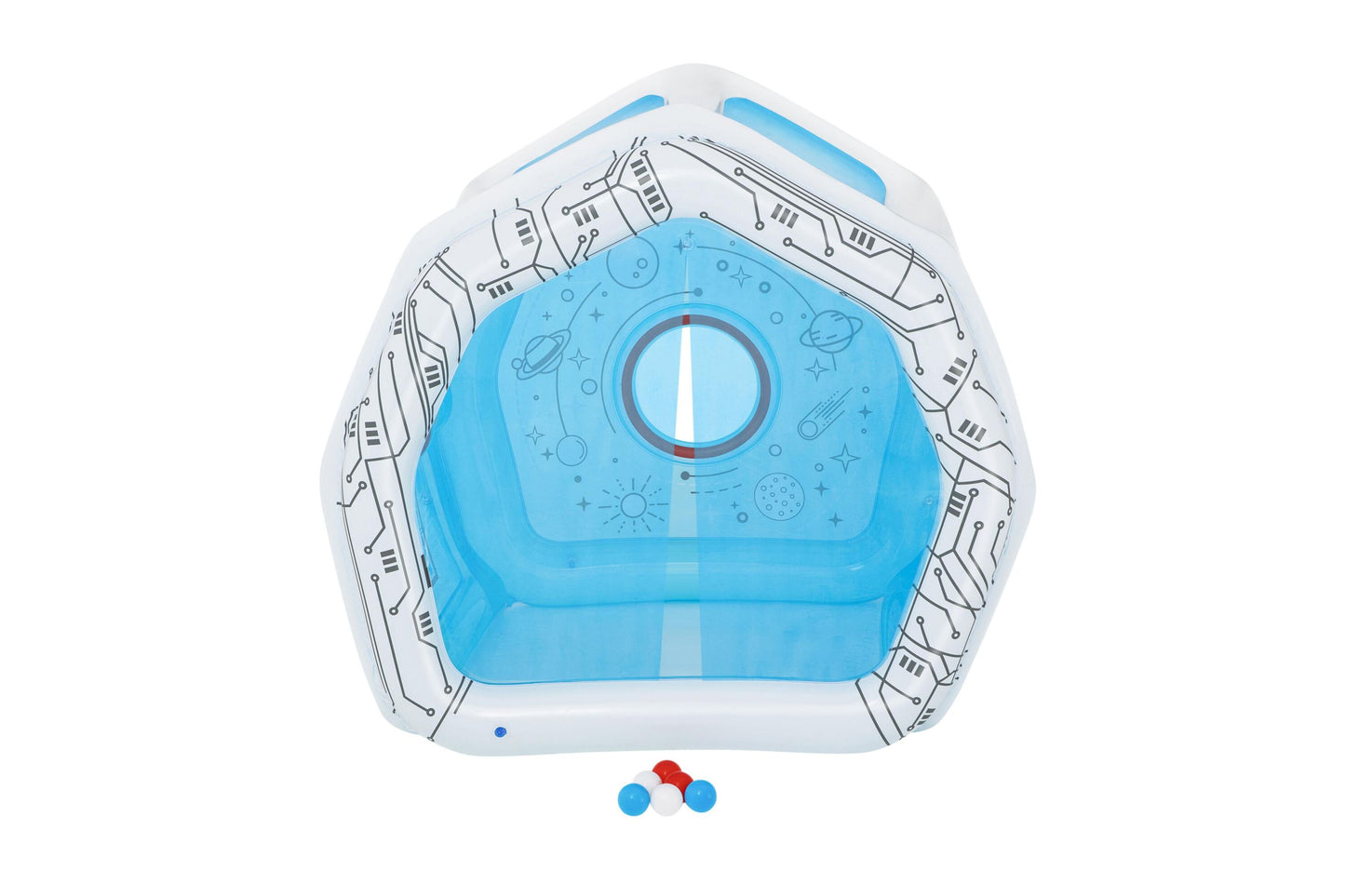 Bestway 49" x 41" x 46"/1.25m x 1.05m x 1.17m space station exploration playhouse (1 play house, 6 play balls, repair patch.) age 2+