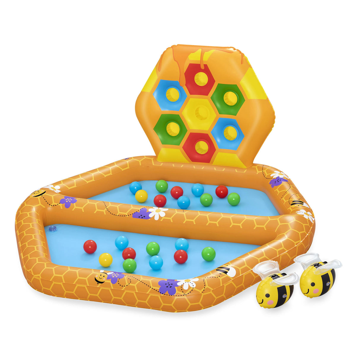 Bestway 1.27M X 1.19M X 61Cm Lil' Beehive Baby Pool & Ball Pit (1 Ball Pit, 2 Bees, 20 Play Balls, Repair Patch) Age 12M+