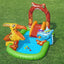 Bestway 2.41m x 1.40m x 1.37m jurassic splash play center (1 pool, 3 fish shaped rings,1 triceratops ring target, 1 pteranodon ball catch, 1 pteranodon, 1 t-rex, 4 play balls, repair patch.) age 2+