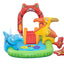 Bestway 2.41m x 1.40m x 1.37m jurassic splash play center (1 pool, 3 fish shaped rings,1 triceratops ring target, 1 pteranodon ball catch, 1 pteranodon, 1 t-rex, 4 play balls, repair patch.) age 2+
