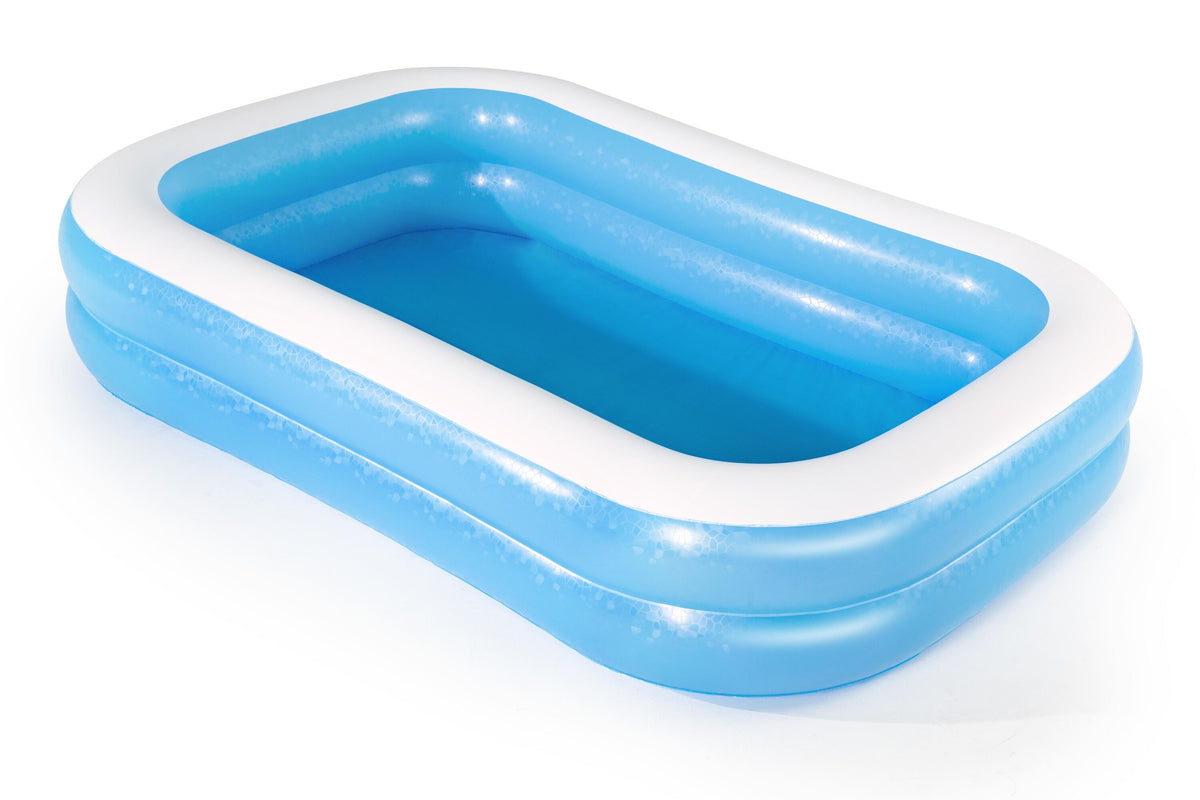 Bestway 2.62M X 1.75M X 51Cm Blue Rectangular Pool (Contents:One Pool, Heavy-Duty Repair Patch) Age 6+