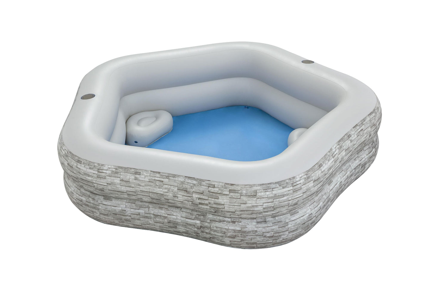 Bestway 2.13m x 2.06m x 53cm truprint stone family pool (contents:1 pool,repair patch) age 6+