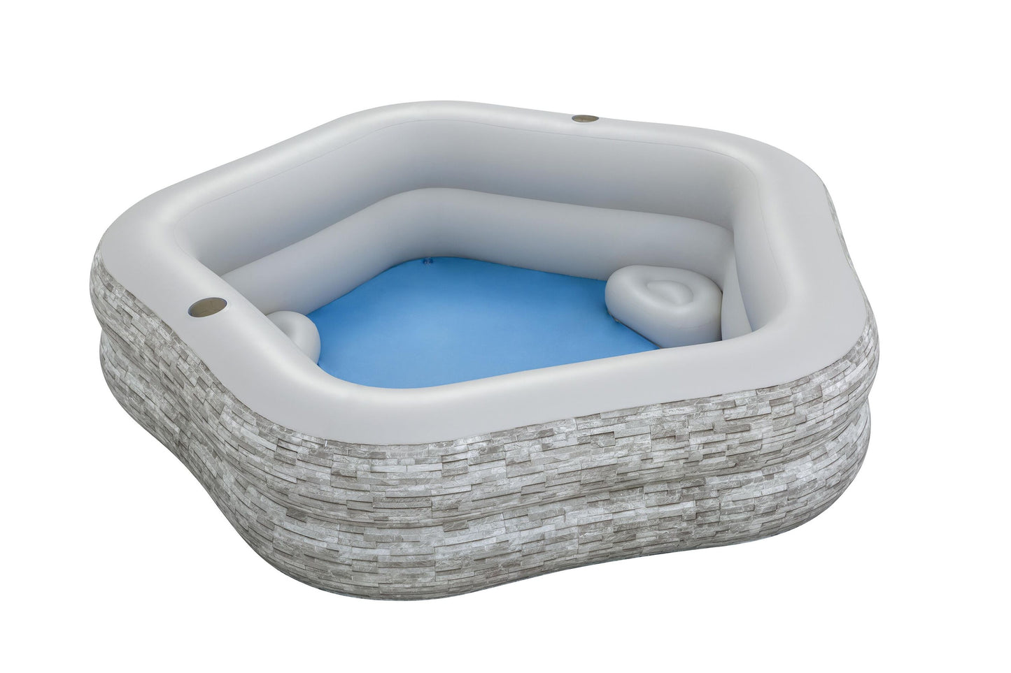 Bestway 2.13m x 2.06m x 53cm truprint stone family pool (contents:1 pool,repair patch) age 6+