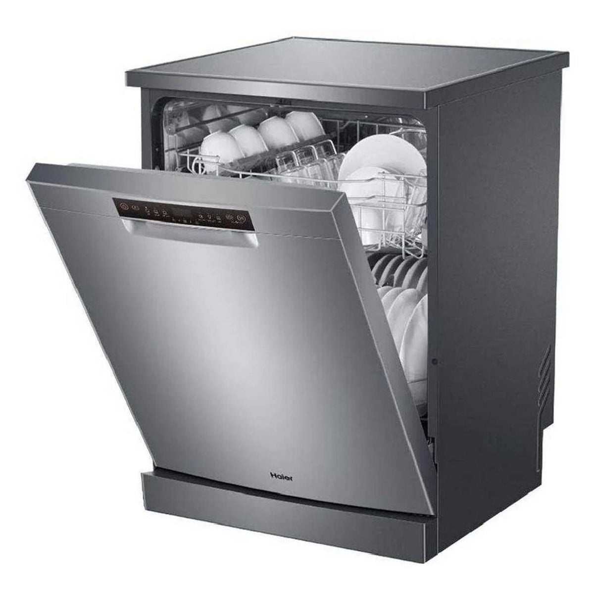 Haier Freestanding Dishwasher, 6 Programs, 13 Settings, HDWE13-38CS1IQ – Silver