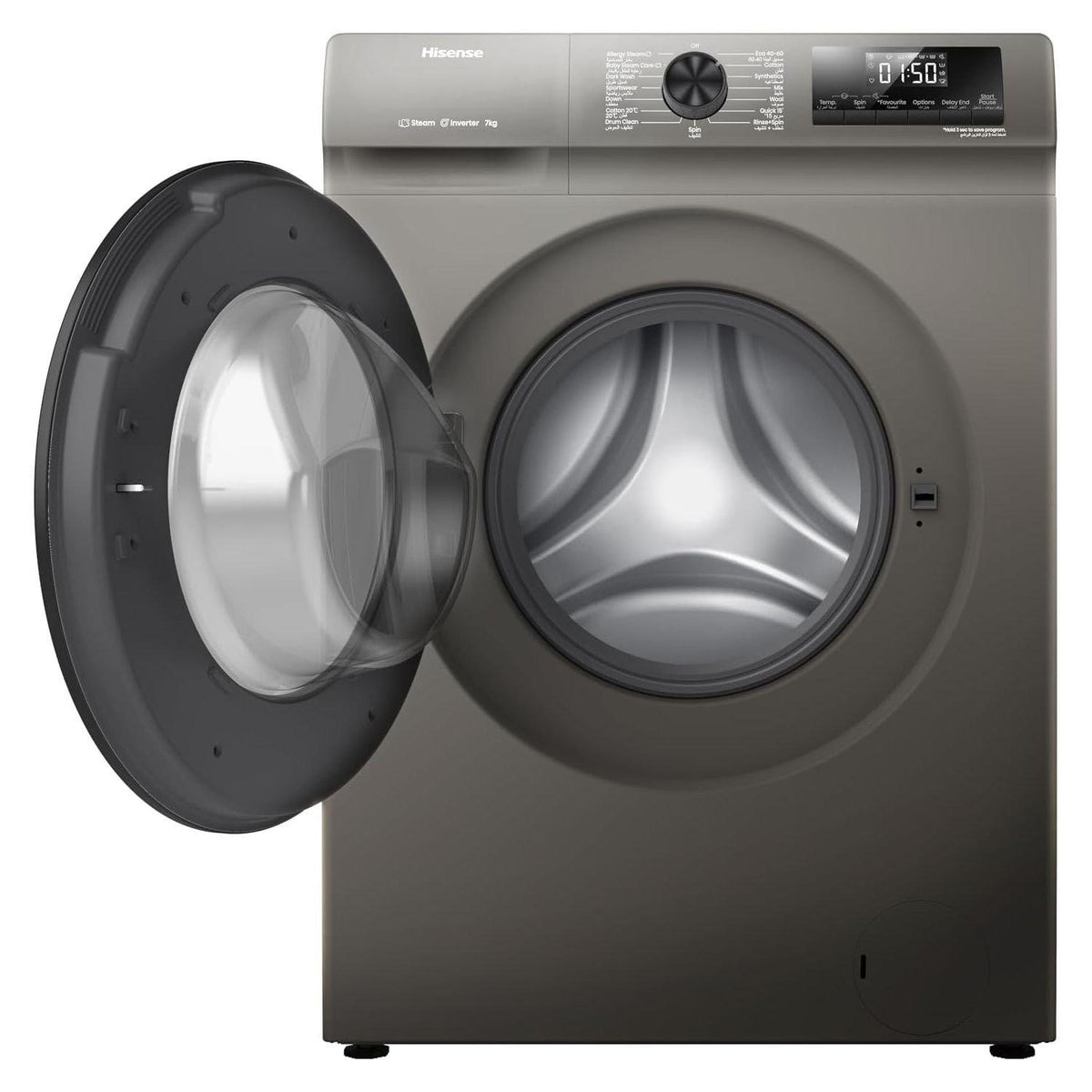 Hisense Front Load Washing Machine, 7KG, WFQP7012JT/P - Grey
