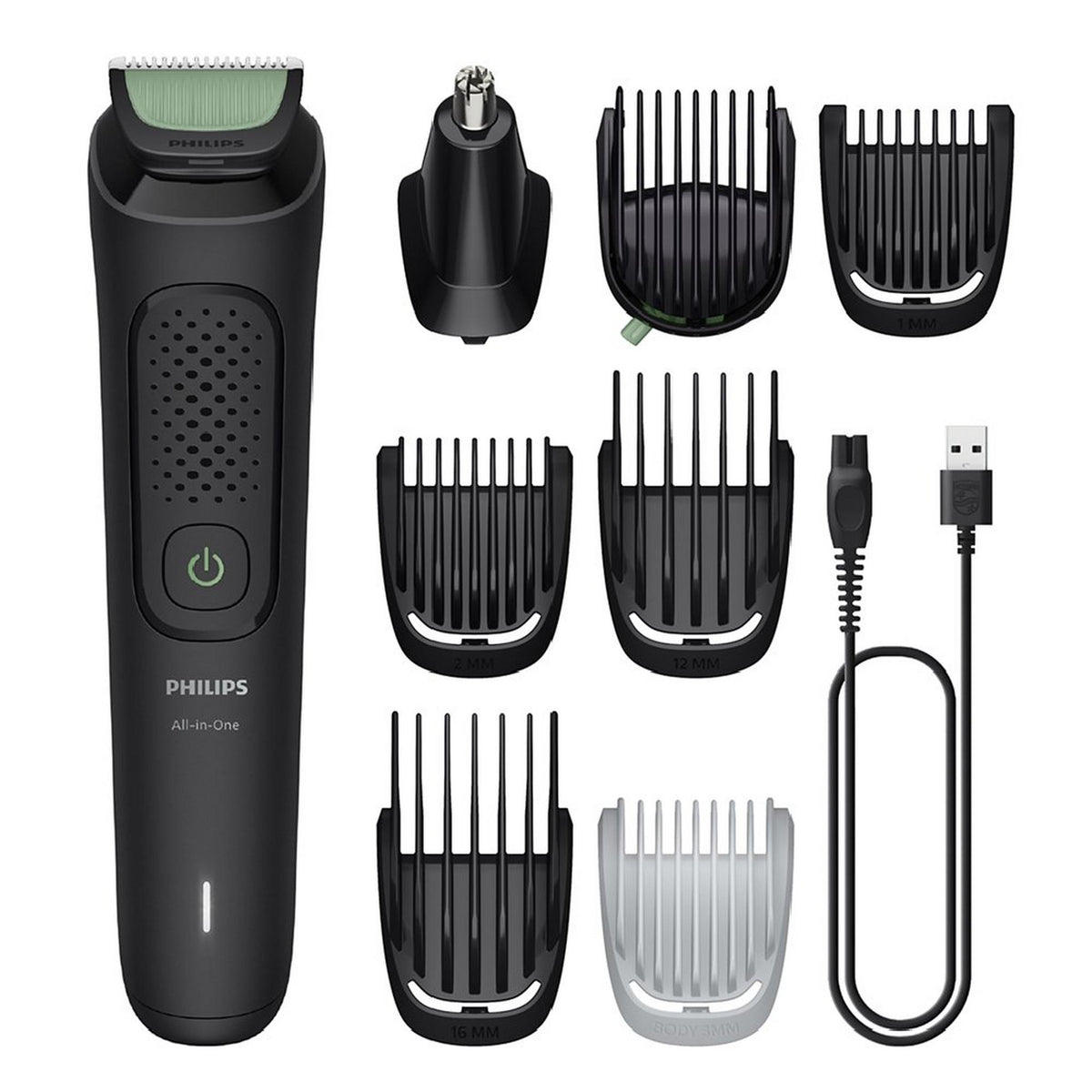 Philips 8-in-1 Multi Grooming Kit MG3940/15 | Beard, hair & nose trim | Adjustable 3–7 mm comb + hair & body combs | 70 min cordless | Washable attachments | USB-A charging | Pouch