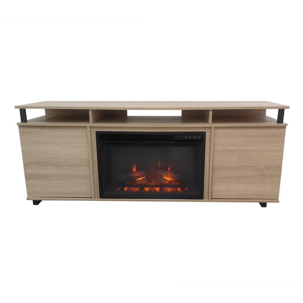 Wansa Up to 65-inch TV Stand with Fireplace Insert, KS-0253 - Brown