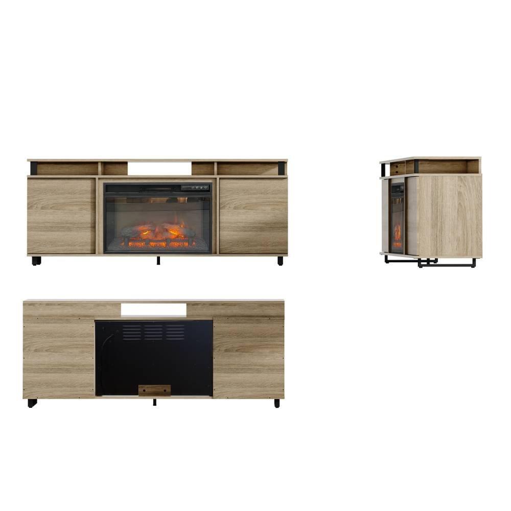Wansa Up to 65-inch TV Stand with Fireplace Insert, KS-0253 - Brown