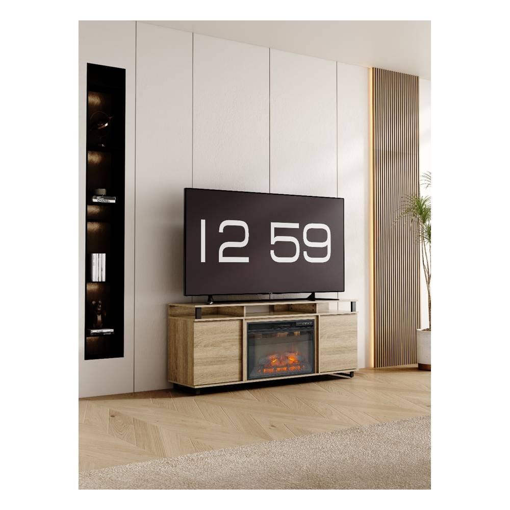 Wansa Up to 65-inch TV Stand with Fireplace Insert, KS-0253 - Brown