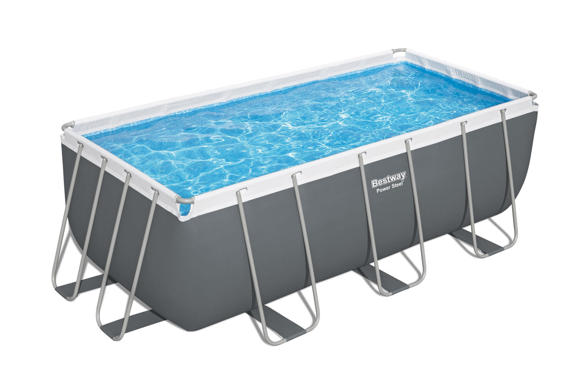 Bestway 4.12m x 2.01m x 1.22m rectangular pool set (contents:pool, sand filter pump(220-240v), ladder,chem connect dispenser)