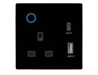 Gopeta Wi-Fi UK Single Socket  - 13A / USB-A / USB-C / Black