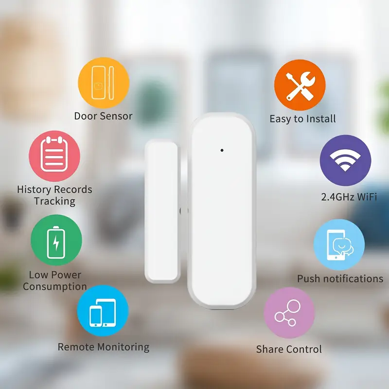 Gopeta Smart Wi-Fi Door and Window Sensor for Home Security - White