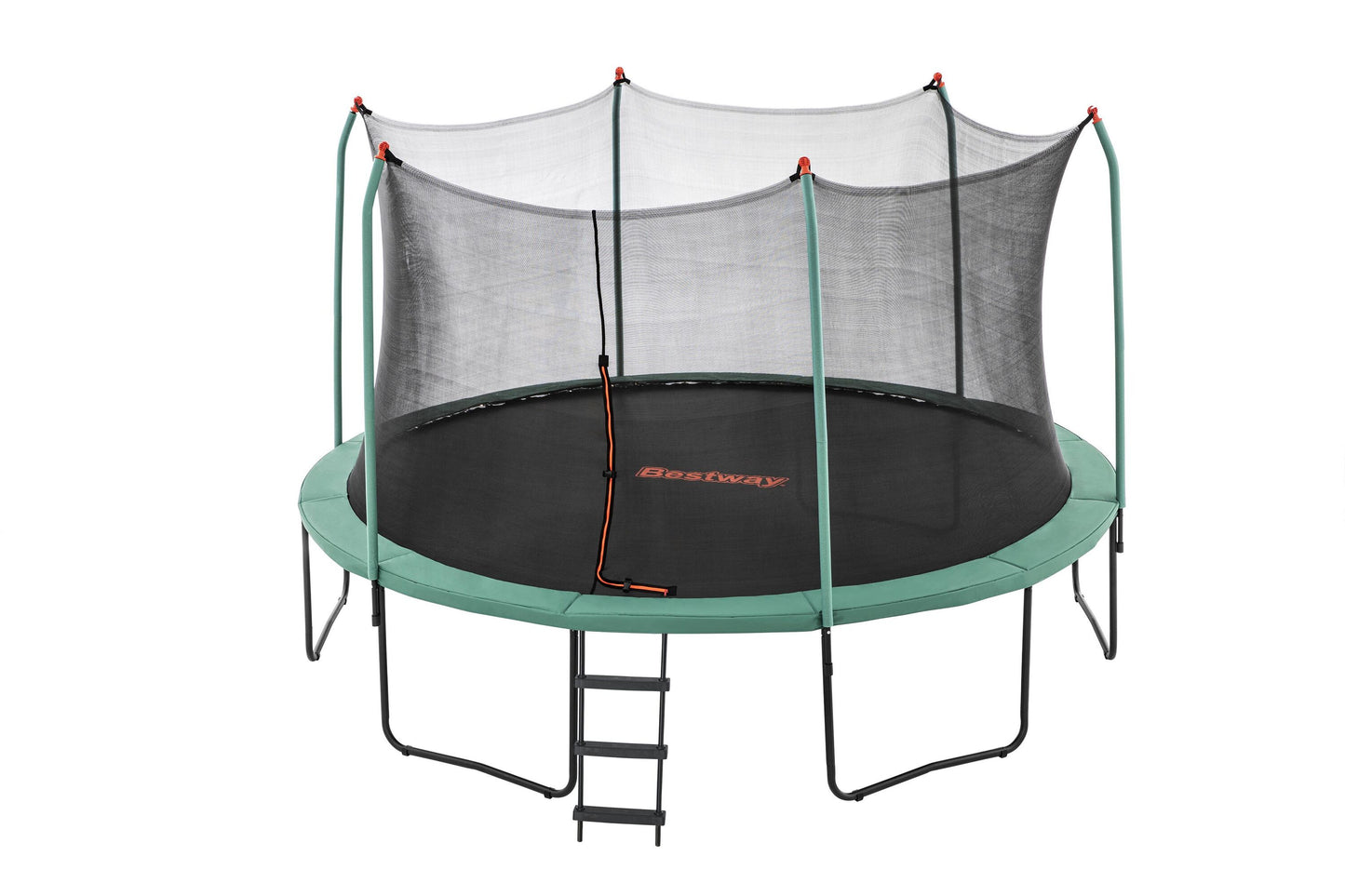 Bestway 4.27m x 2.86m xtreme air trampoline (1 trampoline, 1 spring-loading tool, 6 anchors, 12 foot pads, 1 ladder) age 6+