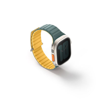 Uniq Revix Evo Reversible Magnetic Strap For Apple Watch 49/45/44/42mm - Viridian (Viridian Green/Burnt Yellow)
