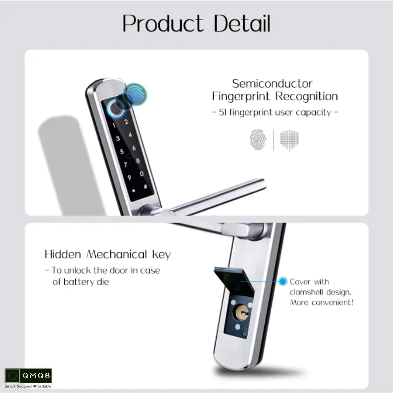 Gopeta TTLock Aluminum Door Lock - Silver