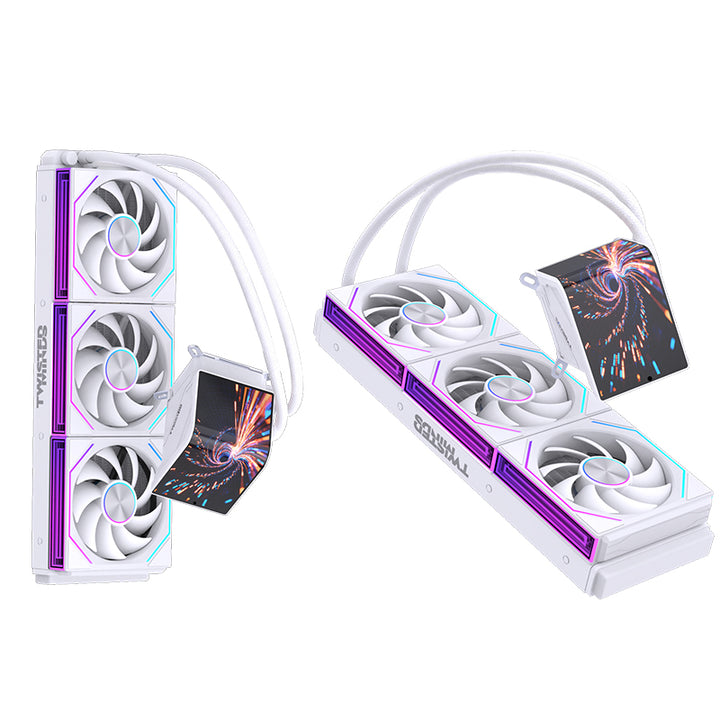 Twisted Minds ThunderFlow 360mm Liquid CPU Cooler with 6.6" Smart IPS Display - White