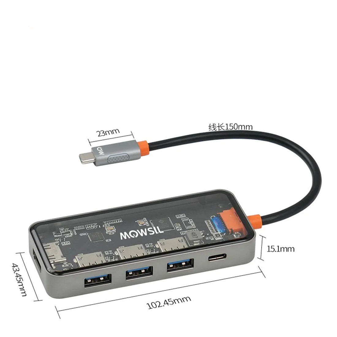 Mowsil 5-in-1 USB-C Hub Adapter - HDMI / USB 3.0 / Type-C / 100W PD