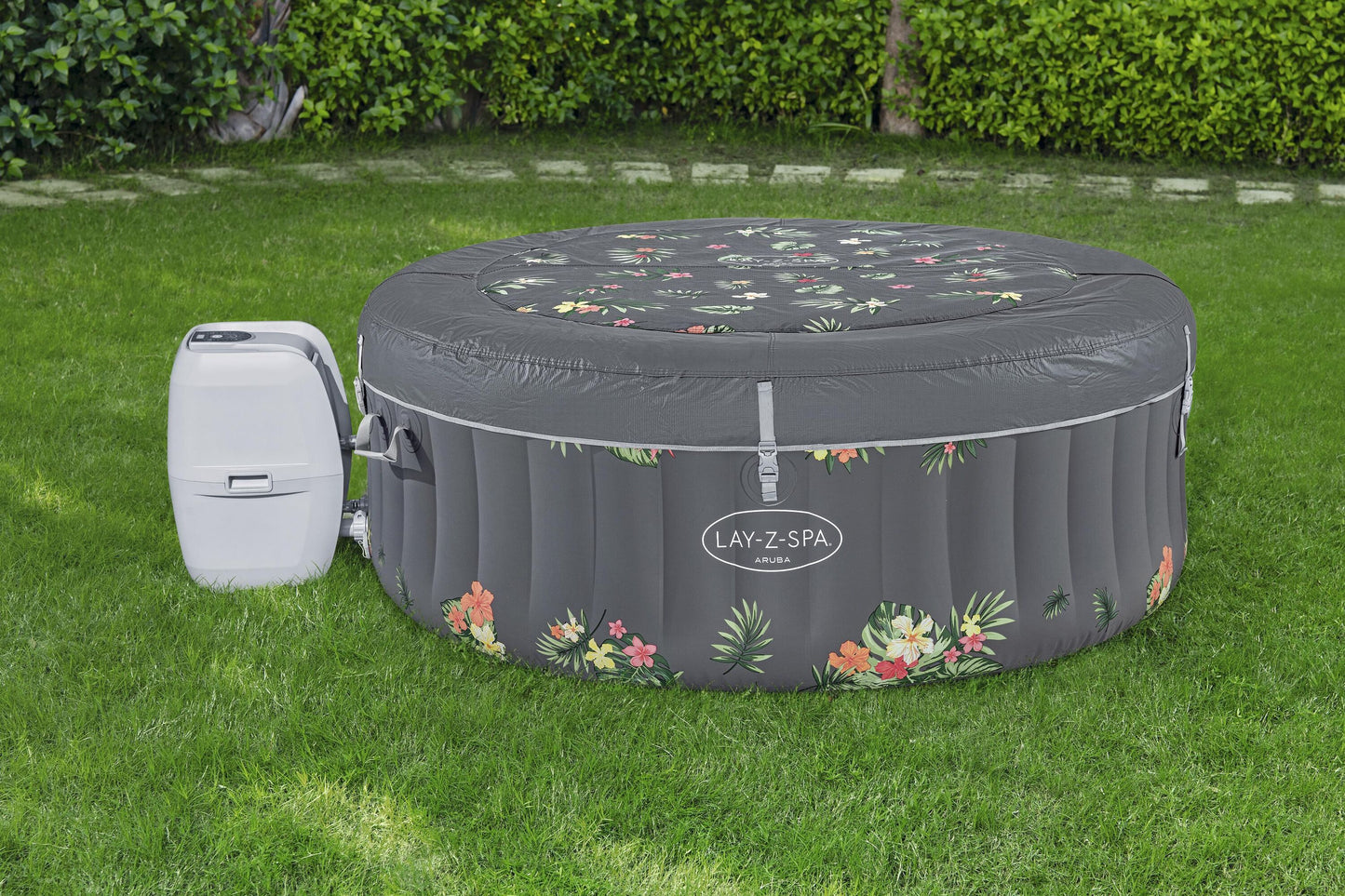 Bestway 1.70m x 66cm aruba airjet 3 tropical (one durable liner, one heater(220-240v), one filter, chemconnect, one inflatable cover, airjet system)