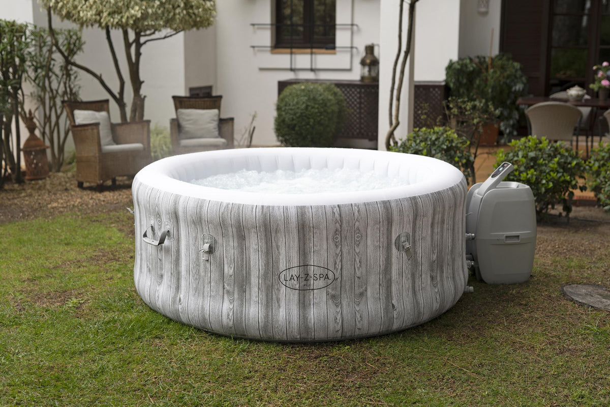 Bestway 1.80m x 66cm fiji airjet 4 white wood (one durable liner, one heater(220-240v), one filter, chemconnect, one inflatable cover, airjet system)