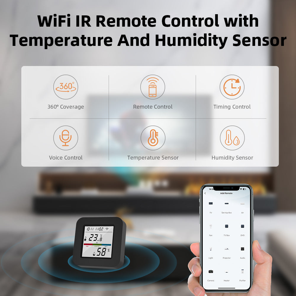 Gopeta  Wi-Fi Remote Control With Temperature & Humidity Screen Monitor - Black