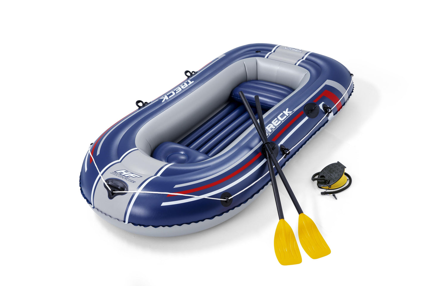Bestway 2.55m x 1.27m treck x2 set (contents:1 boat,1 pair of oars,1 foot pump,repair patch)