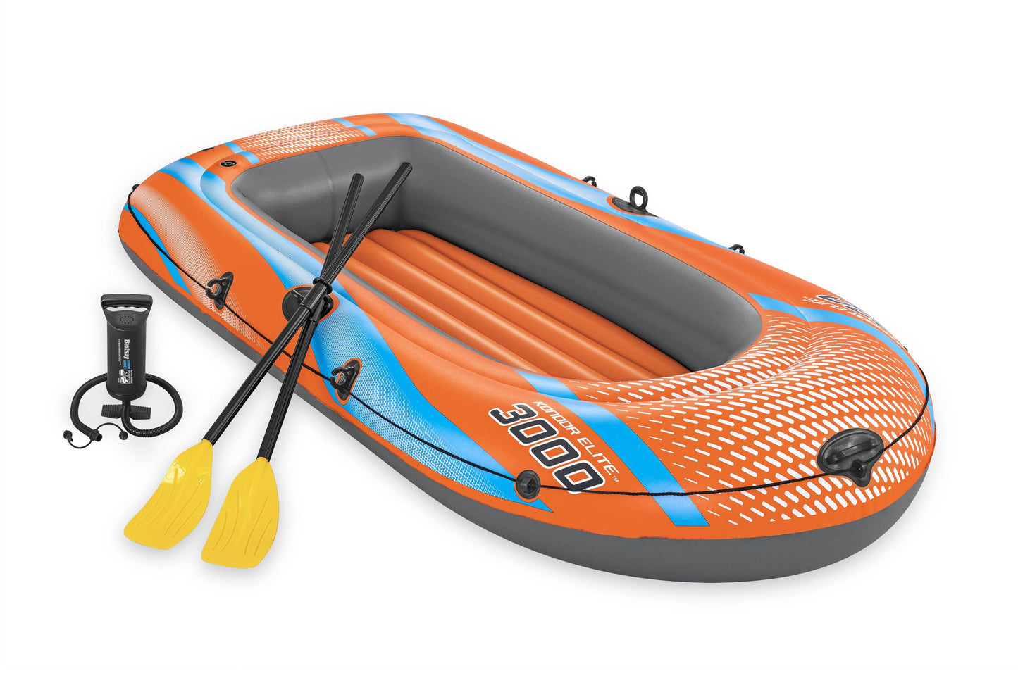 Bestway 2.46m x 1.22m kondor elite 3000 raft set (contents:1 boat,1 pair of oars,1 hand pump,repair patch)