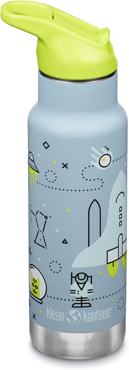 Klean Kanteen 12oz Kid'S Classic Insulated Water Bottle With Flip Seal Sport Cap And Straw - Launch Plan