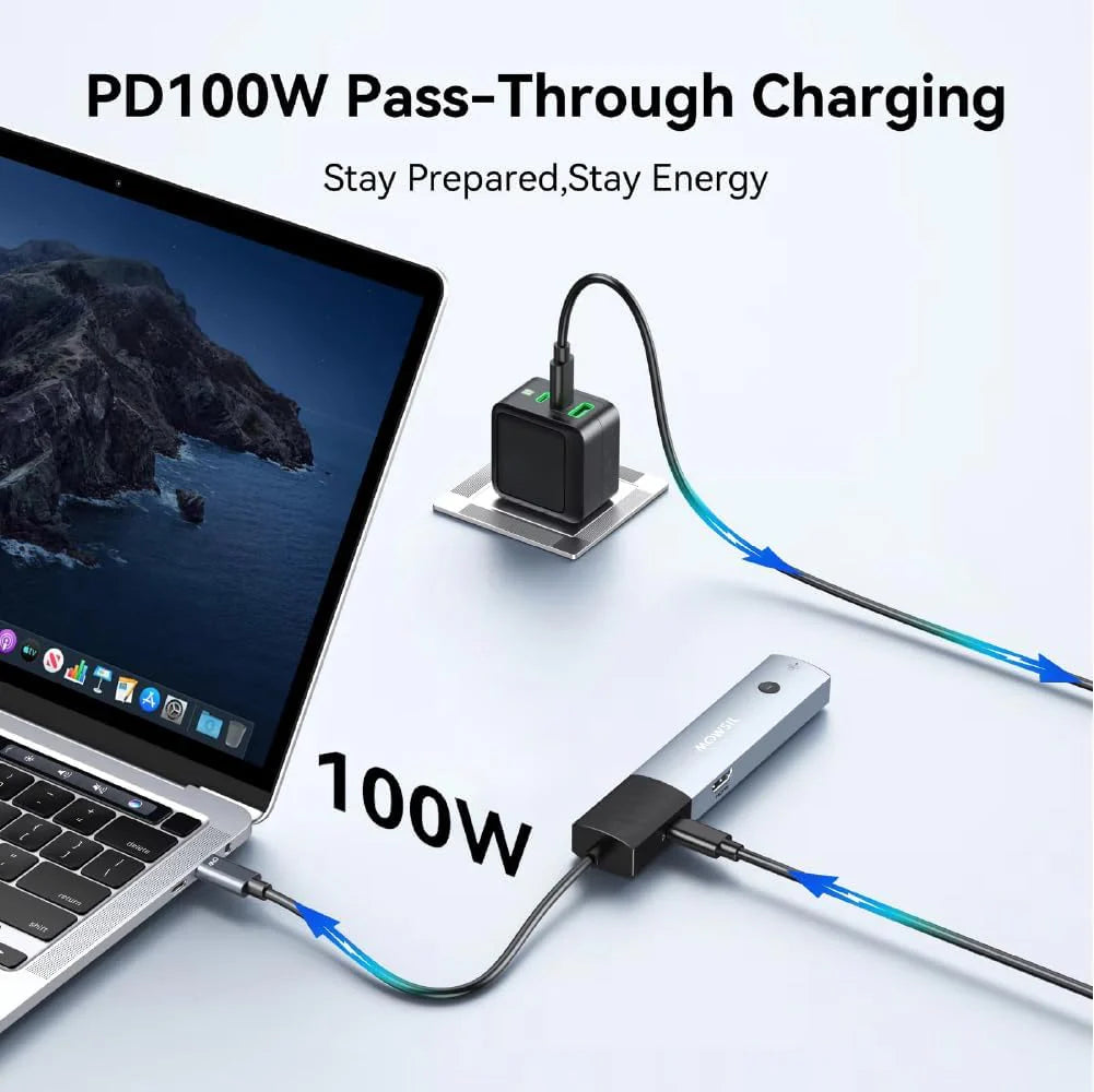 Mowsil 6-in-1 USB-C Hub Docking Station - HDMI / 100W PD / RJ45 / USB 3.0 / USB-C