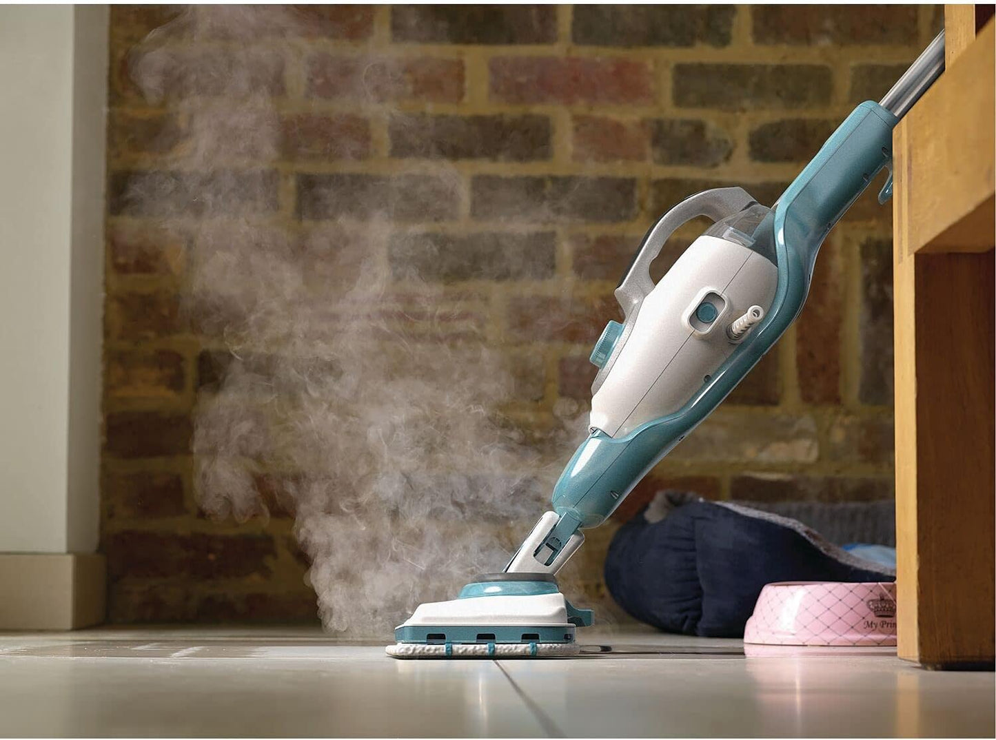 Black+Decker 2-In-1 Steam-Mop With Delta Head - 1600W / 500Ml / White/Aqua