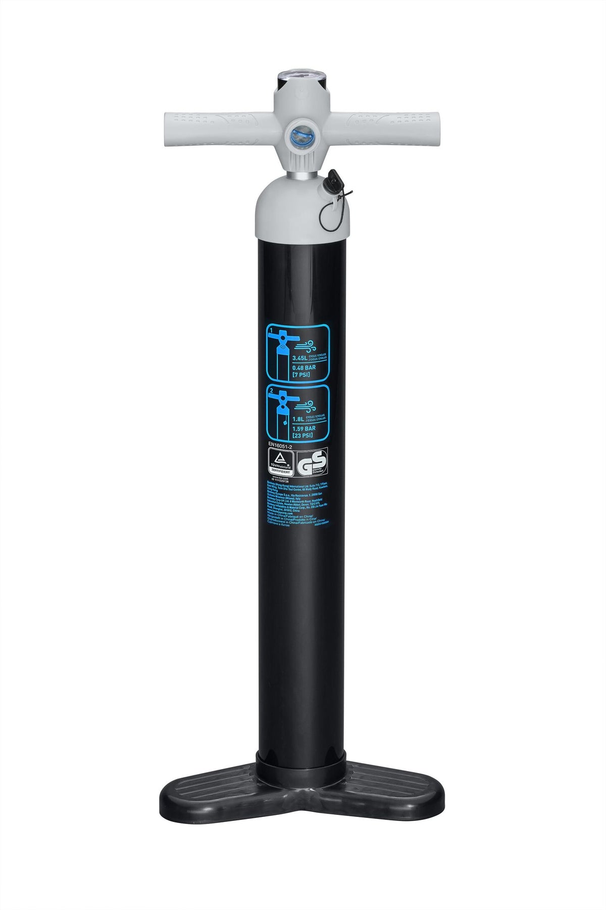 Bestway air hammer sport high pressure manual air pump (hand pump, flexible hose(1.2m), 5 sizes of safety valve adaptors,)
