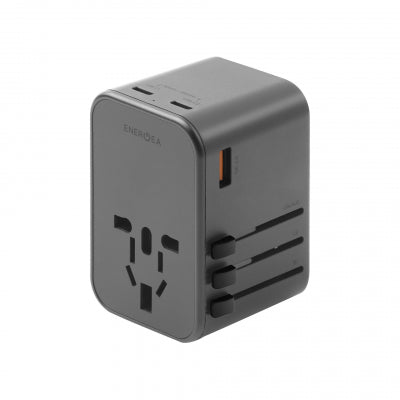 Energea Travelworld Adapter Gan65, 1A2C 65W - Gunmetal