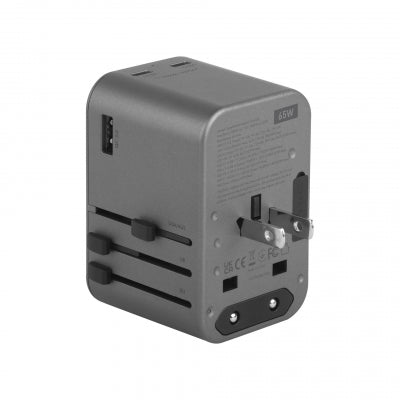 Energea Travelworld Adapter Gan65, 1A2C 65W - Gunmetal