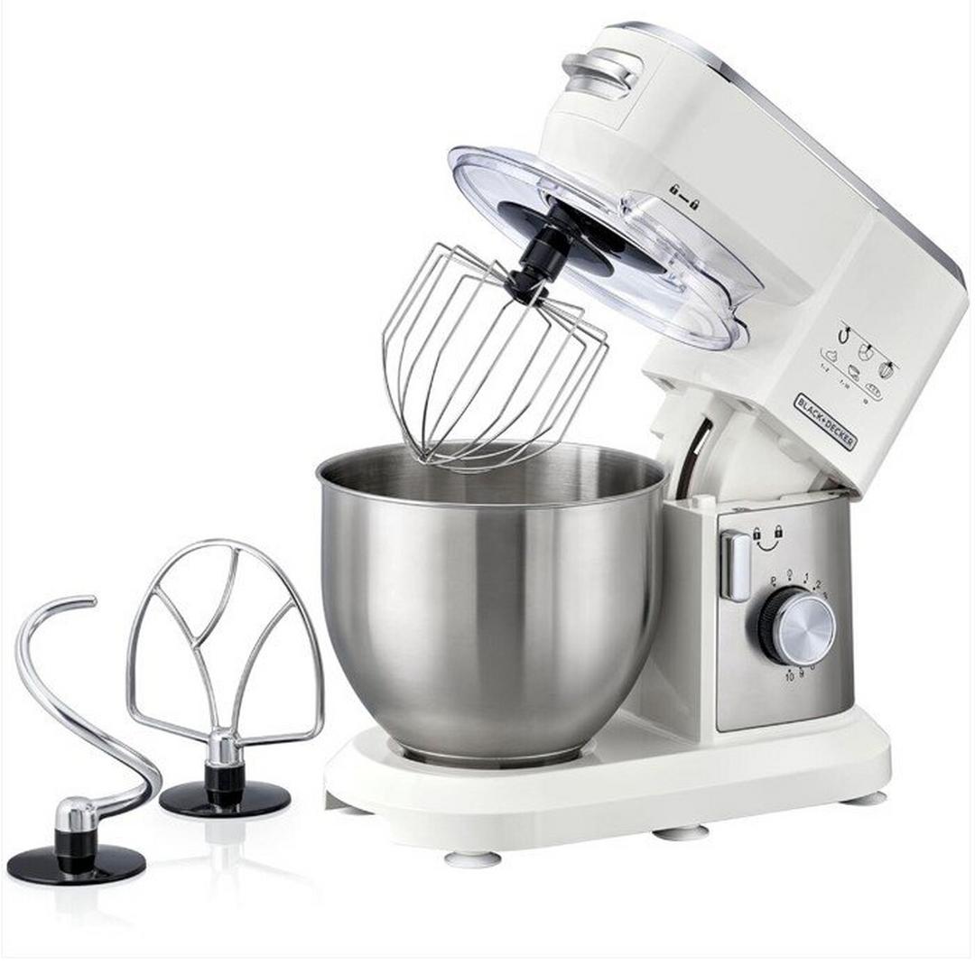 Black+Decker Multifunction Stand Mixer - 1000W / 6 Liter / White/Silver