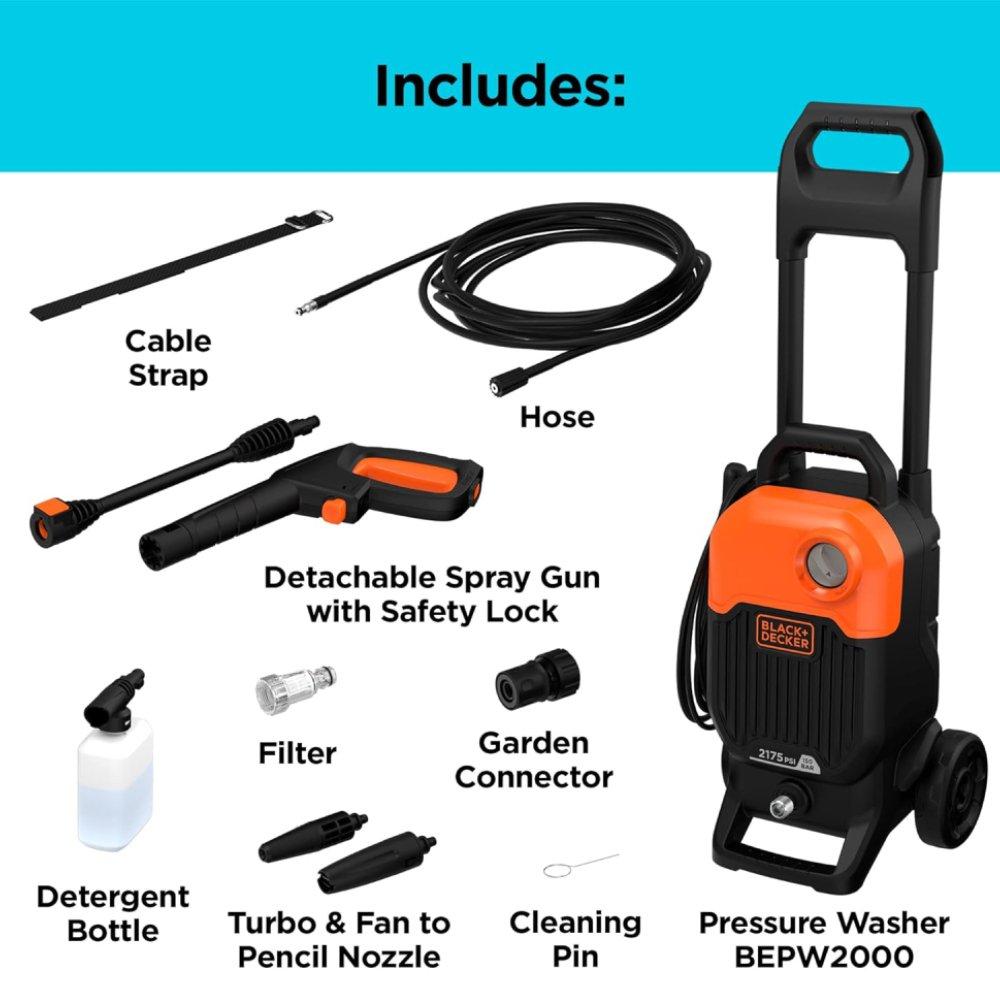 Black+Decker Pressure Washer - 200W 150 Bar / 2100 PSI