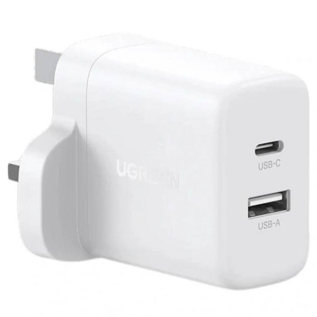 UGREEN UK 2-Port Fast Charger - 20W / USB-C / USB-A / White
