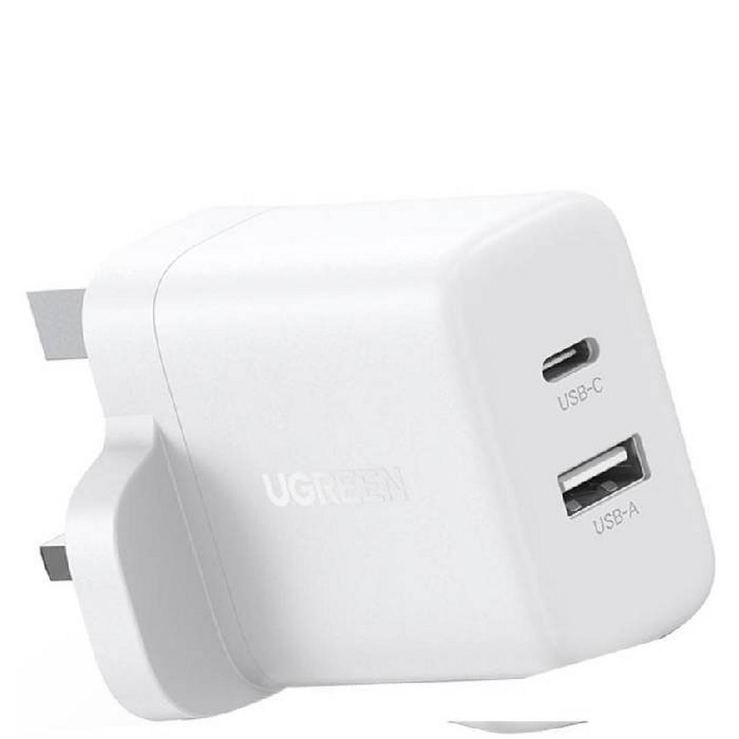 UGREEN UK 2-Port Fast Charger - 20W / USB-C / USB-A / White