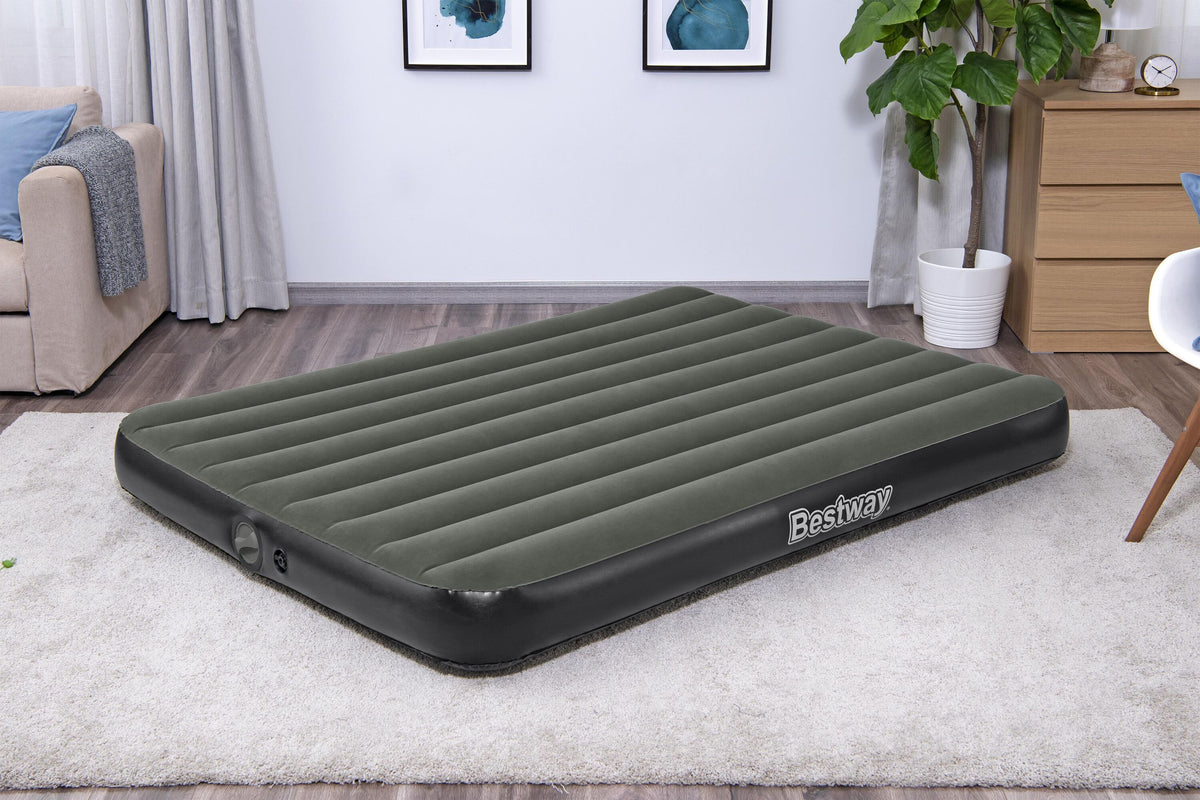 Bestway 2.03m x 1.52m x 25cm tritech air mattress queen built-in rechargeable pump (air mattress, repair patch,usb charging cable, with built-in rechargeable pump)
