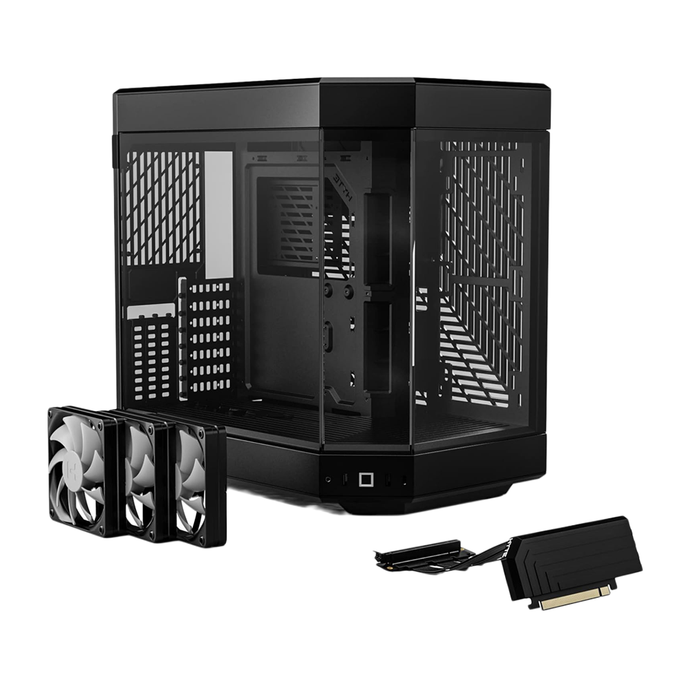 HYTE Y60 Dual Chamber Panoramic Tempered Glass ATX Case With 3 Fans - Black