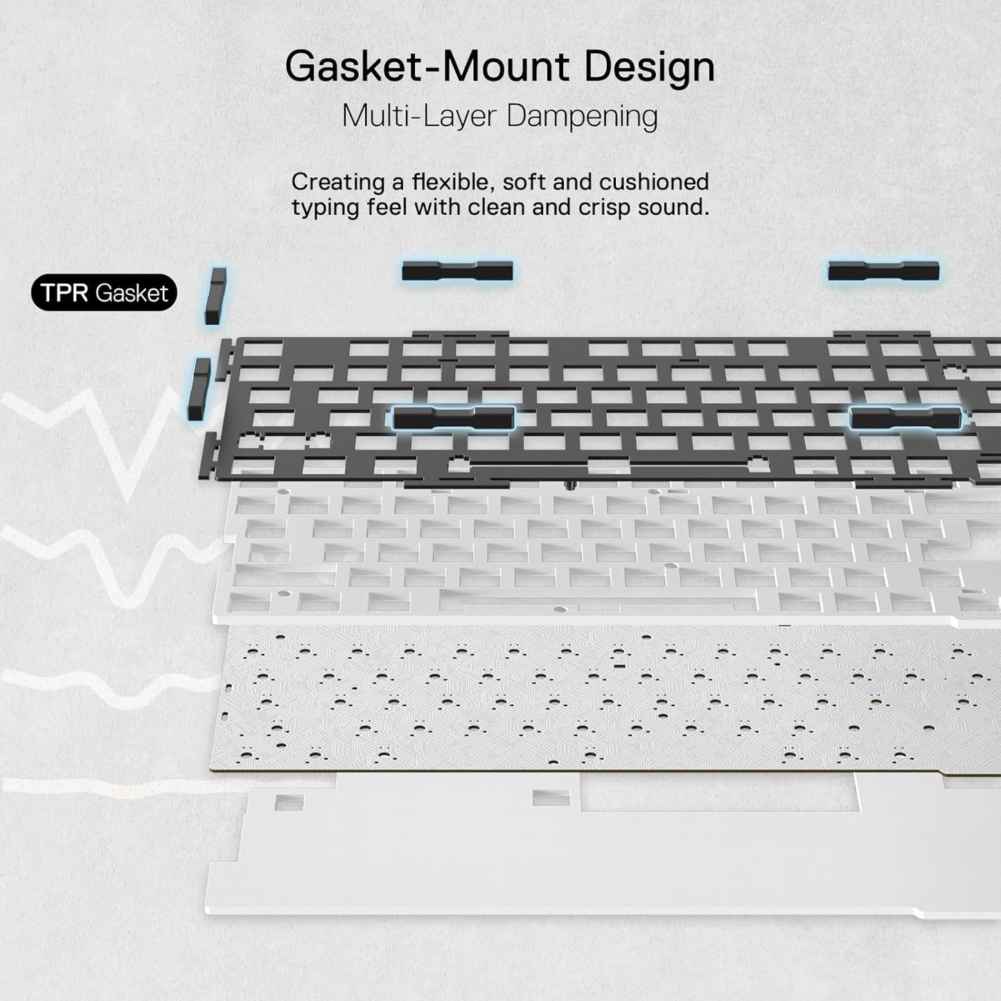 Redragon K649 ELF PRO 3-Mode RGB Mechanical Keyboard - Wired / Wireless / 82 Keys / Transparent Black- Keyboard